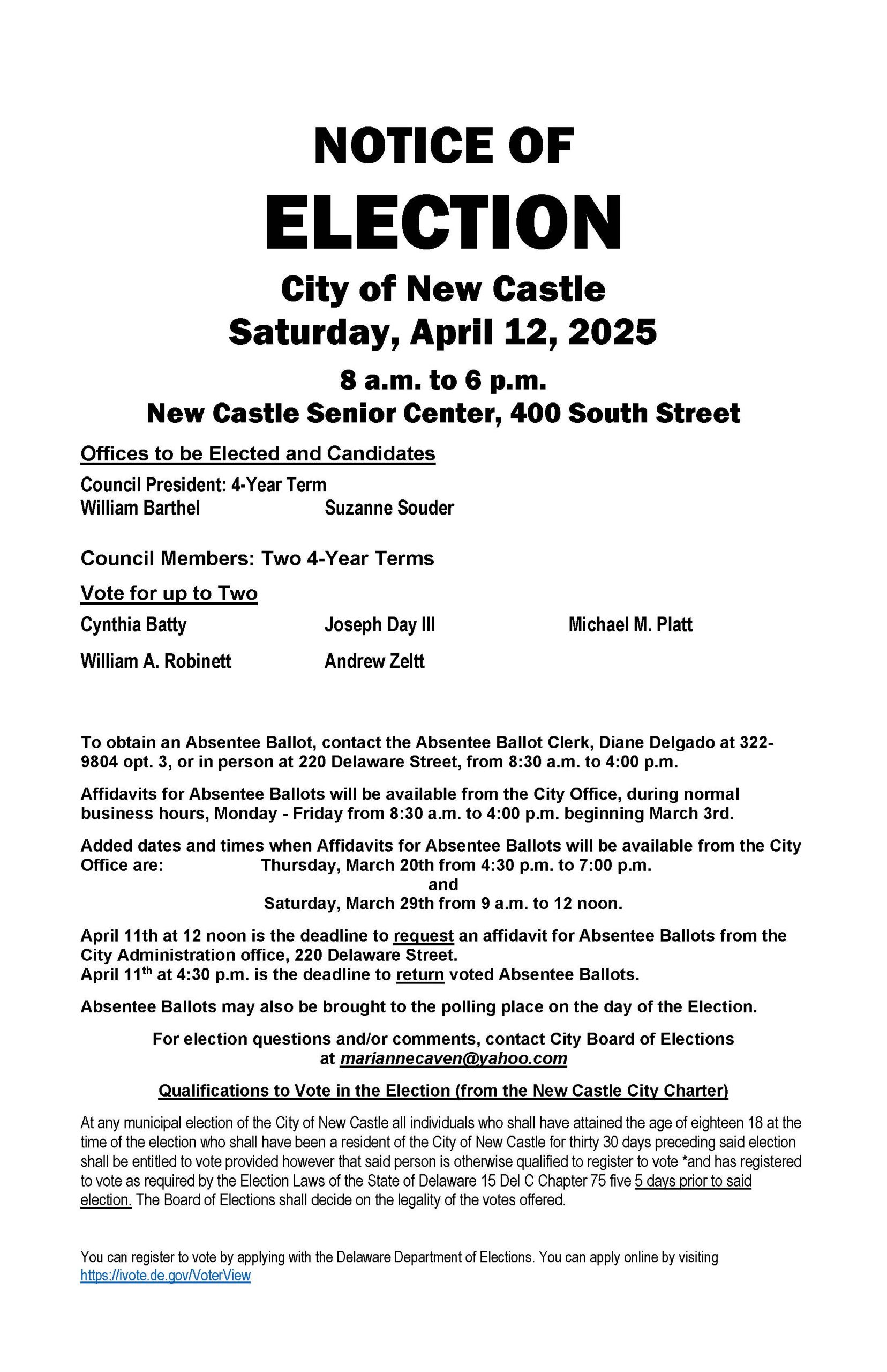 Notice of Election